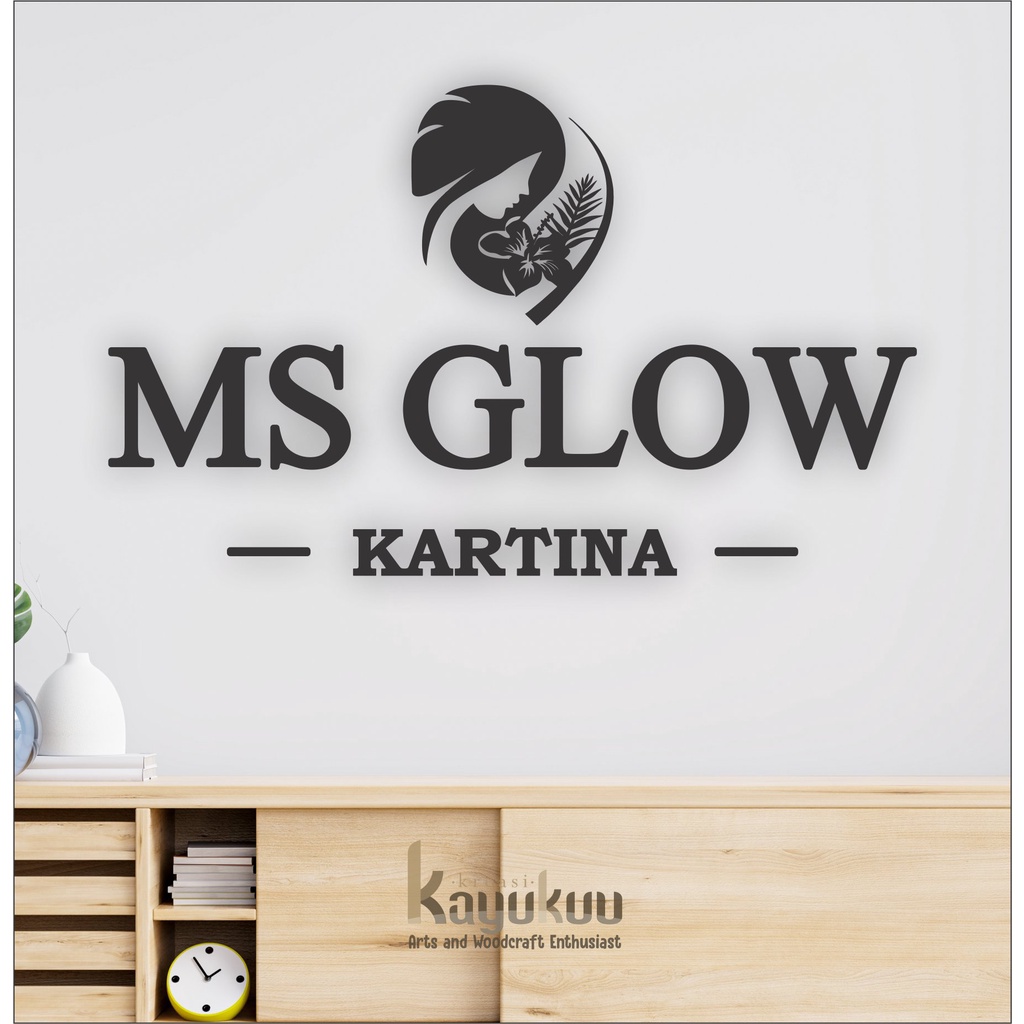 Kreasikayukuu Logo Tulisan Dekorasi Dinding MS Glow Bahan Plywood 9mm