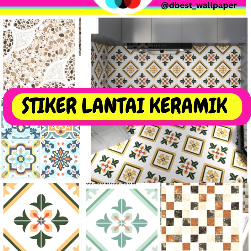 STIKER STICKER SETIKER LANTAI DINDING KERAMIK MOTIF MODEL TRZ TERRAZZO TERAZO TERASO KRAMIK WALLPAPE