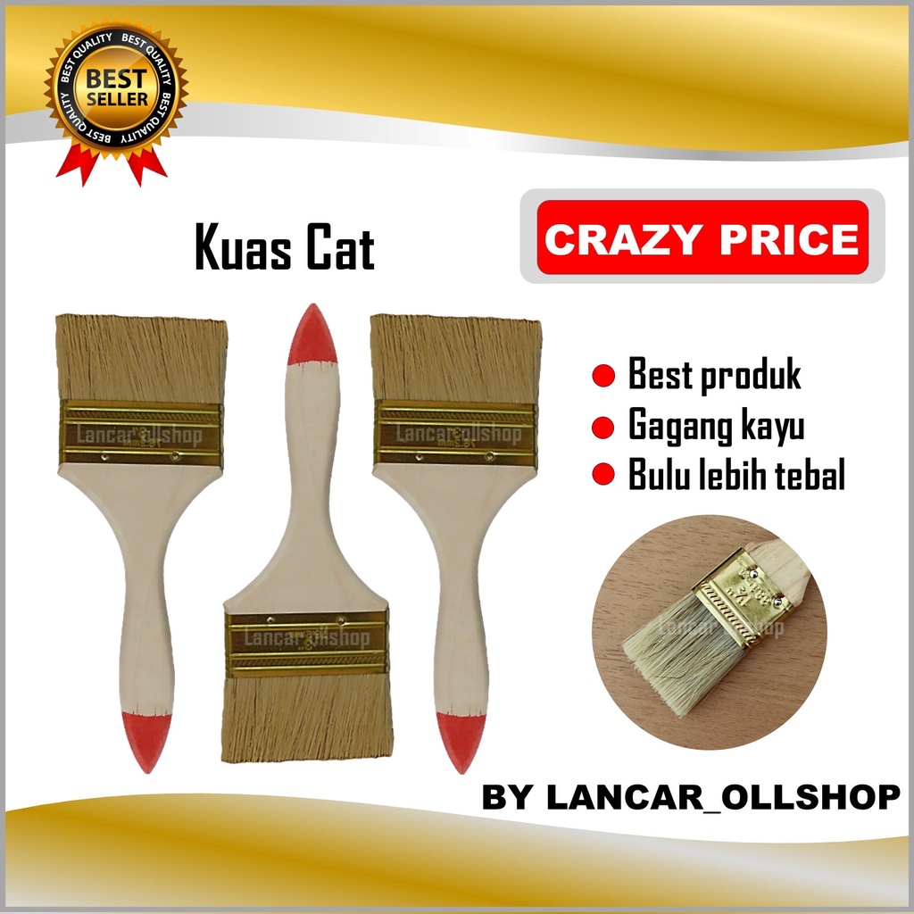 Kuas Cat Tembok / Kuas Cat Gagang Kayu 2 inch - 2.5 inch