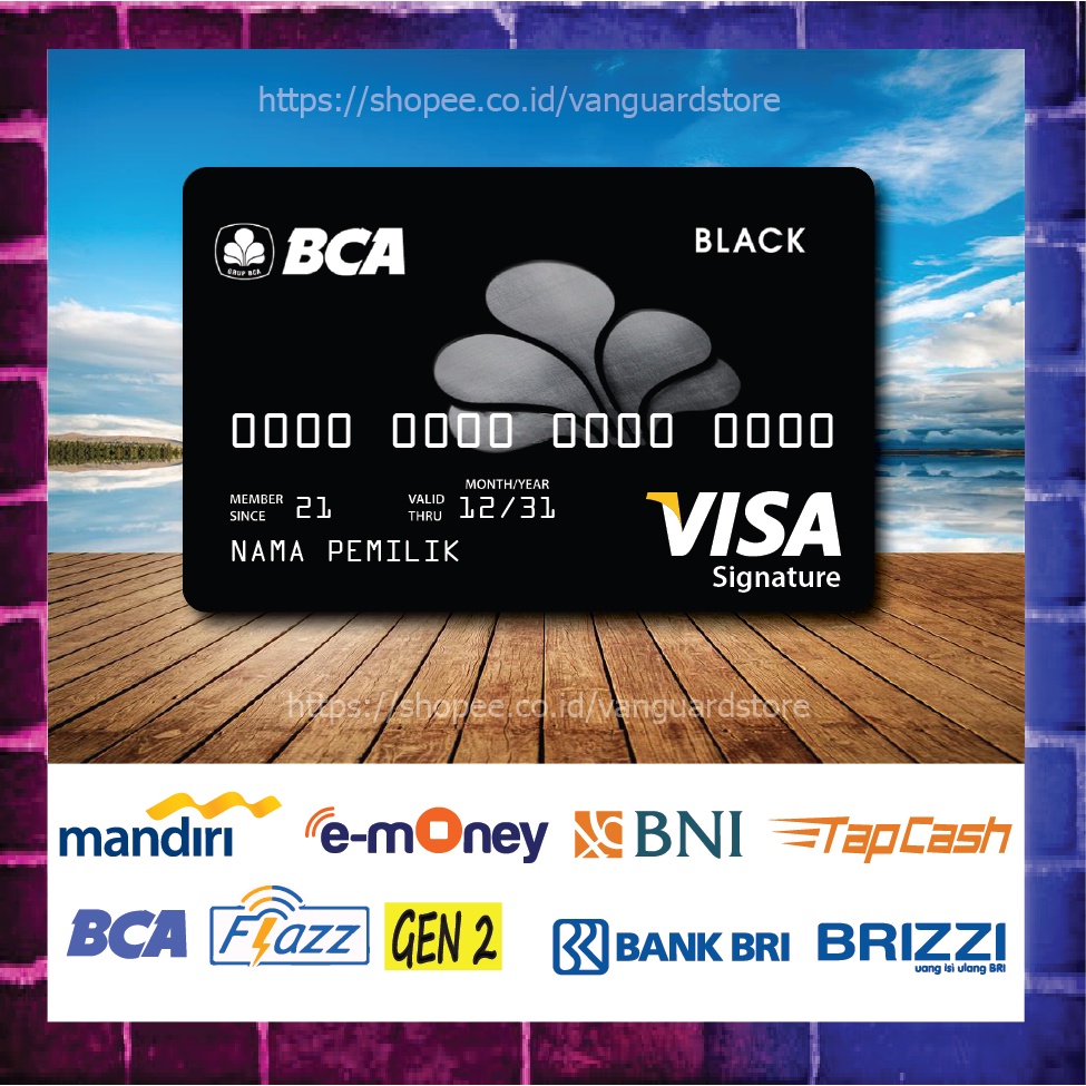 KARTU E MONEY E TOLL KARTU DEBIT CREDIT CARD VISA BLACK EMONEY MANDIRI FLAZZ BCA BNI TAPCASH BRIZZI BRI - 1 SISI