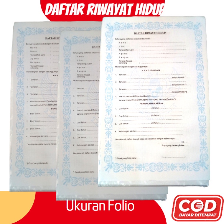 

5 Lembar Form Daftar Riwayat Hidup Curriculum Vitae Tinggal Isi Untuk Lamaran Kerja