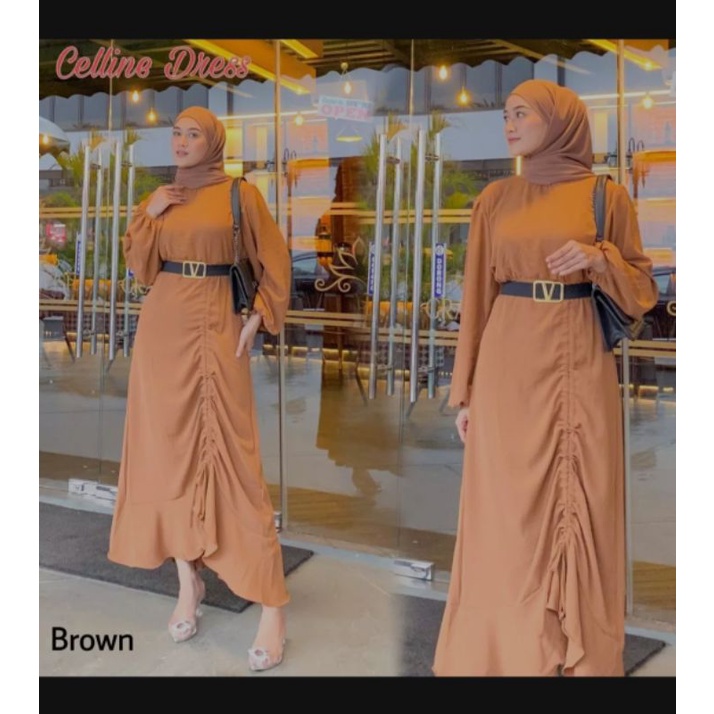 TALITA DRESS SERUT SAMPING CRINGKLE + BELT GAMIS KONDANGAN