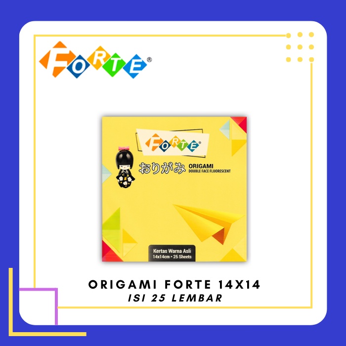 

FORTE Origami 14x14 Dua Sisi Berwarna - Kertas Warna / Lipat / Hias - 1 Pak Isi 25 Lembar
