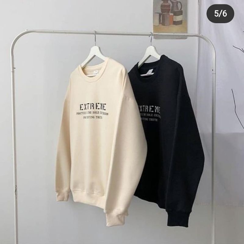 sweater extreme cream susu coksu Harajuku// crewneck sweetshirt wanita pria perempuan laki cewe cowo unisex bahan fleece// sweater distro viral// Women Man Sweatshirts Loose Oversize Pullover