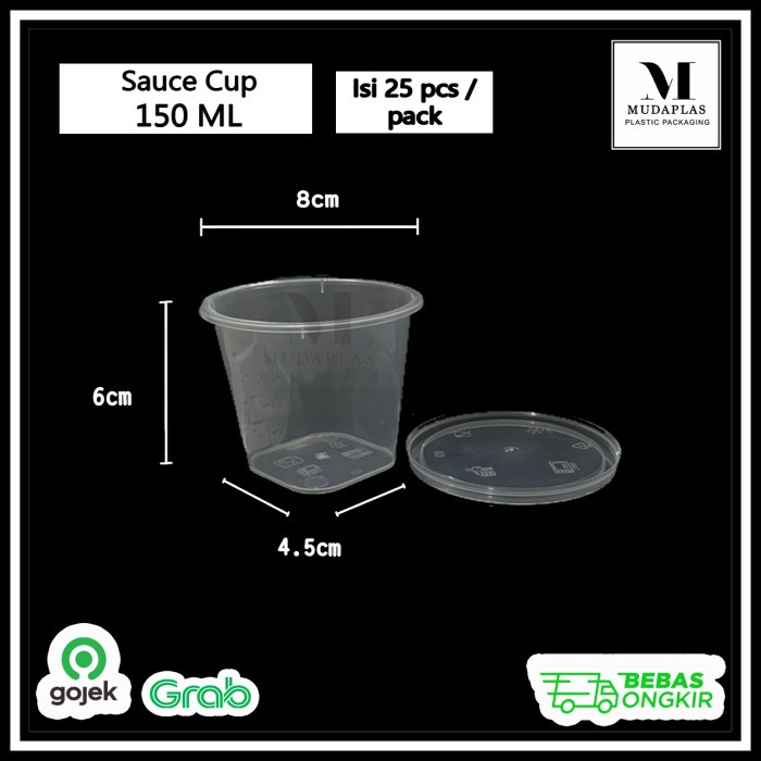 [Cup] Sauce Cup 150 Ml / Thinwall 150 Ml Cup Puding / Tempat Saos Isi 25 Pcs [Tersedia]