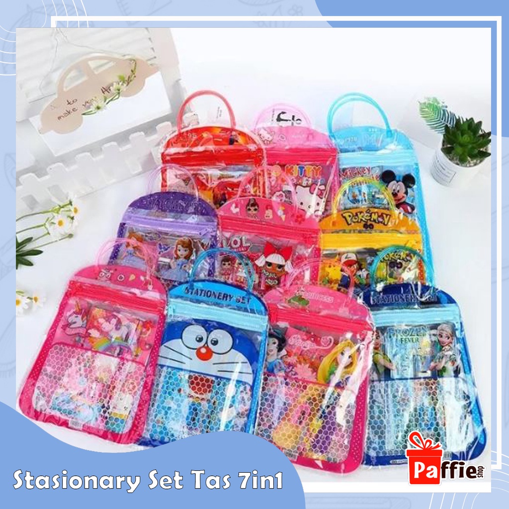 

Tas Alat Tulis 7 in 1 Anak Sekolah Motif Kartun Pensil Stasionary Set