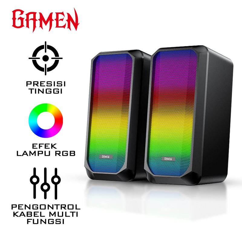 GAMEN Multimedia Speaker Gaming / Sound Audio / Sound Bar GS6 RGB ORI