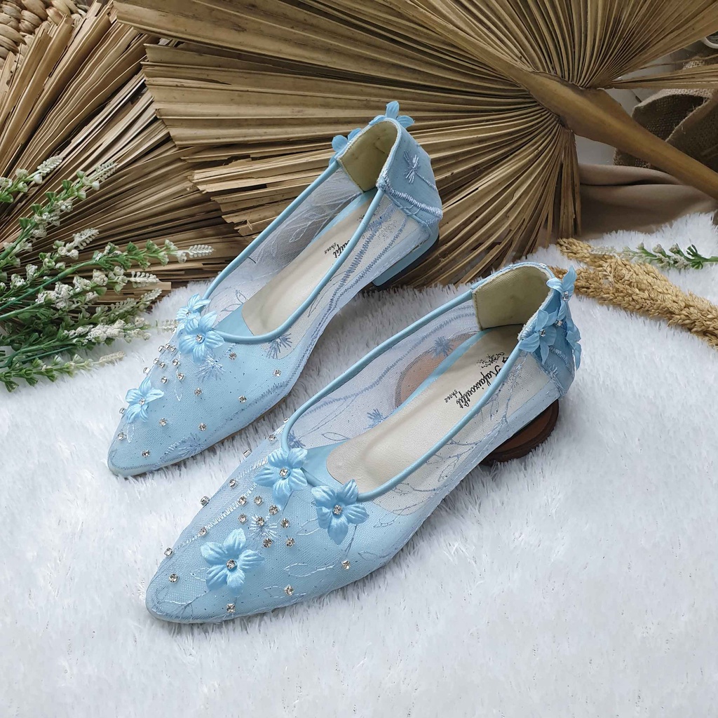 weeding flatshoes maisa babyblue cantik 1cm