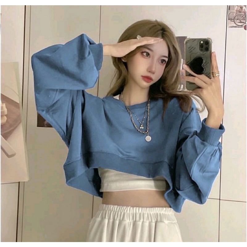 CLEO CROP OVERSIZE • SWEATER WANITA KOREAN
