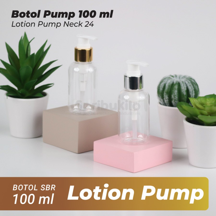 Botol Pump 100 ml/ Botol PET 100 ml Pump Lotion Gold SBR/ Botol SBR 100 ml Lotion Pump Silver