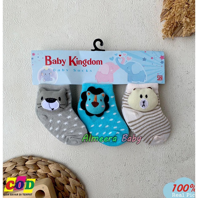 Isi 3 PCS Kaos Kaki Bayi Baru Lahir Karakter Boneka Timbul Unisexs Usia 3-12 Bulan Almeera Baby and Kids