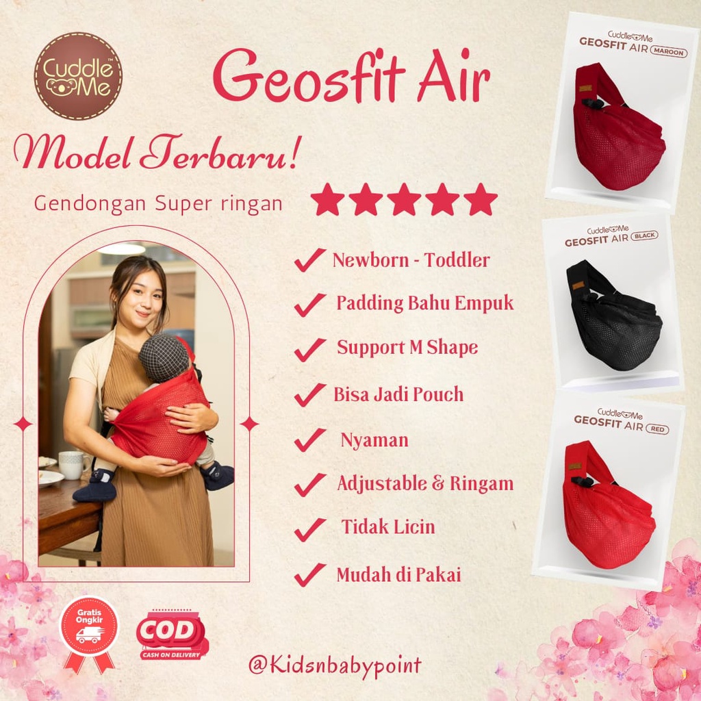 (FREE Gift) Cuddleme GeosFit Air Gendongan Bayi Newborn Toodler