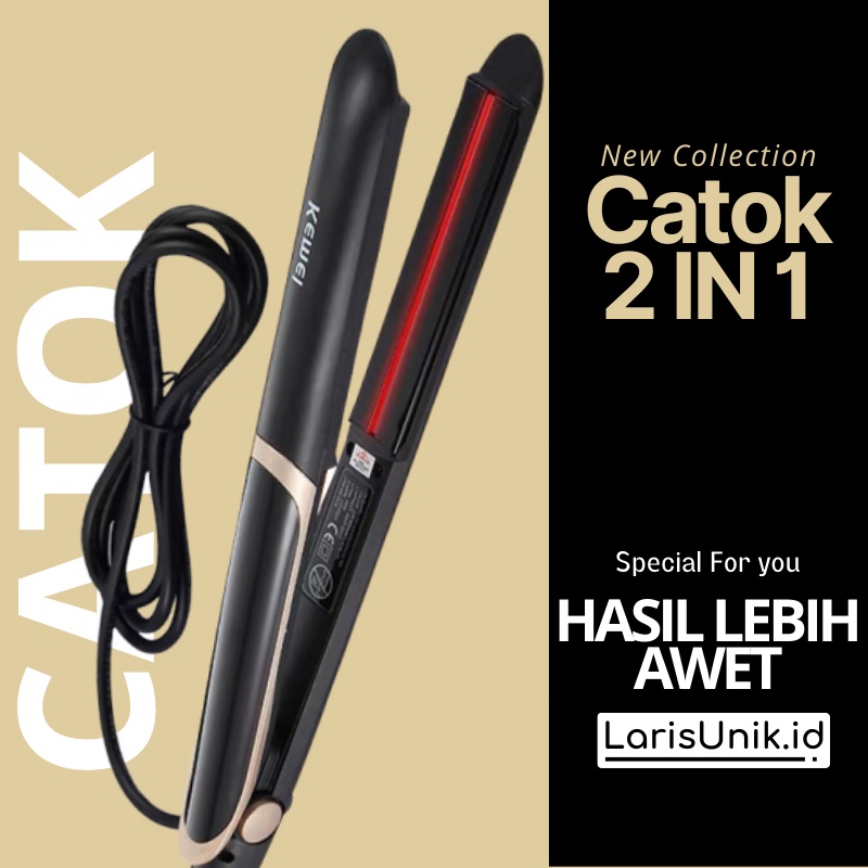 Catokan Infrared 2 In 1 Catokan Catokkan Carokan Cetokan Carokan Alat Pencatok Pelurus Pengeriting Pengriting Pengkriting Hair Styler Styling Straightener Salon Curler Curly Kerli Rambut Lurus Keramik Ion Otomatis Permanen Ori Original Bagus Permanen