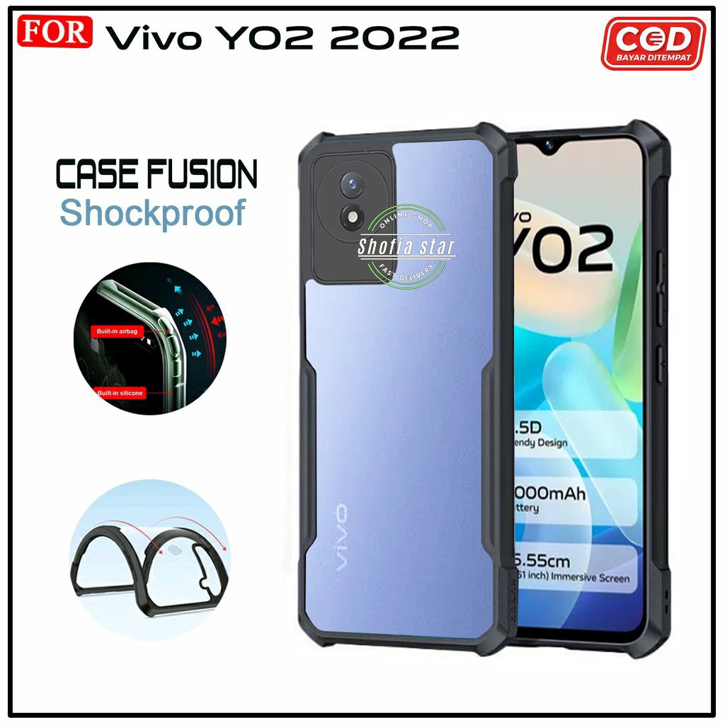 Promo Case Vivo Y02 2022 Y02t 2023 Y20 Y12s V21 V20 V20 se Softcase Fusion Shockproof Transparan Casing