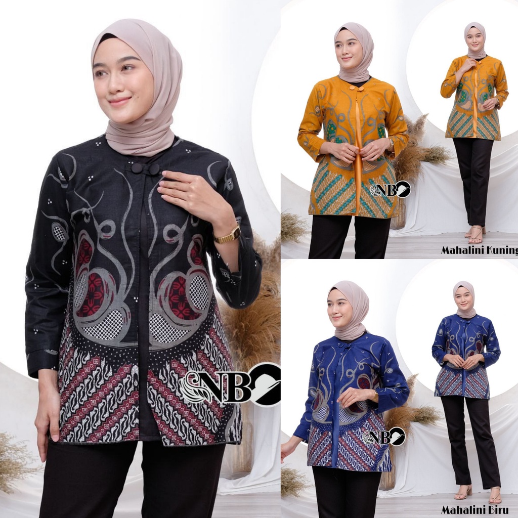 Baju Batik Wanita Modern Atasan Blouse Batik Kerja Kantor Wanita Seragam Batik Alina