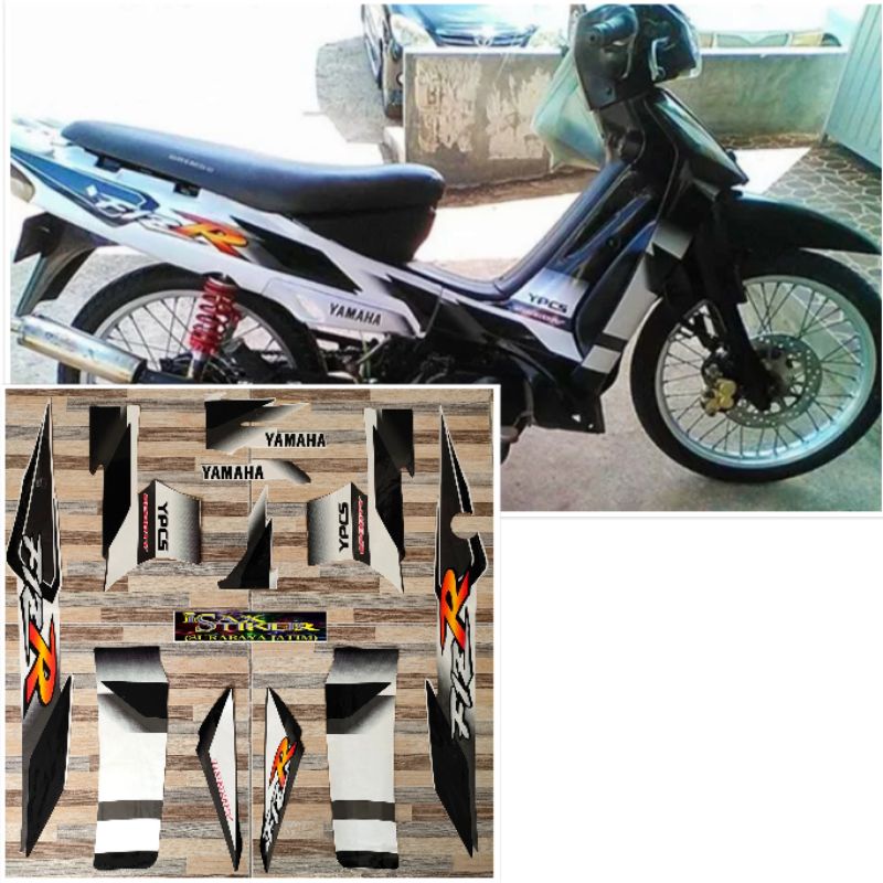 striping original Yamaha F1ZR putih hitam tahun 2001 2002