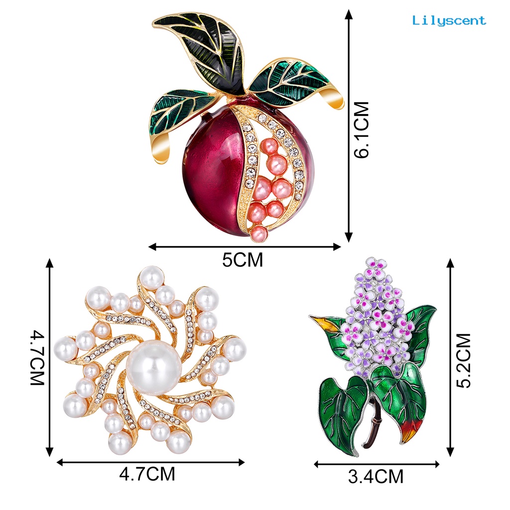 [LS] Bros Multi-Warna Aksesoris Mutiara Imitasi Dekorasi Buah Bentuk Bunga Kerah Bros Pin Untuk Perjamuan