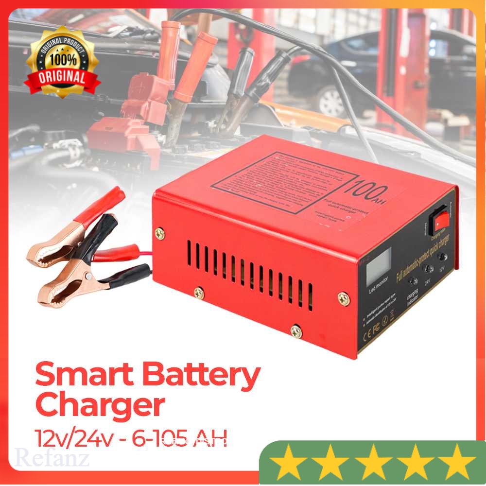 Charger Carger Casan Aki Mobil dan Motor Otomatis Smart Battery 12V/24V 6-105AH - MF-2