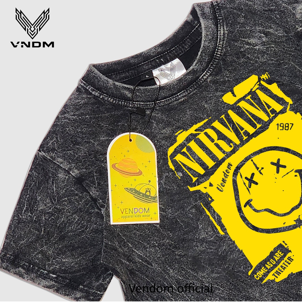 Vendom Kids Baju Kaos Anak Washet Laki Laki / Perempuan Unisex Umur 1-12 Tahun Bahan Cotton 30S Kaos Musik Anak