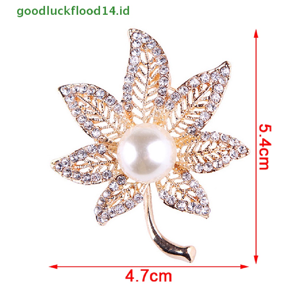 [GOOGFOUR] Bros Bunga Maple Leaf Pearl Brooch Pin Untuk Wanita Buket Sweater Syal Pakaian Korsase Perhiasan Hadiah [TOP]