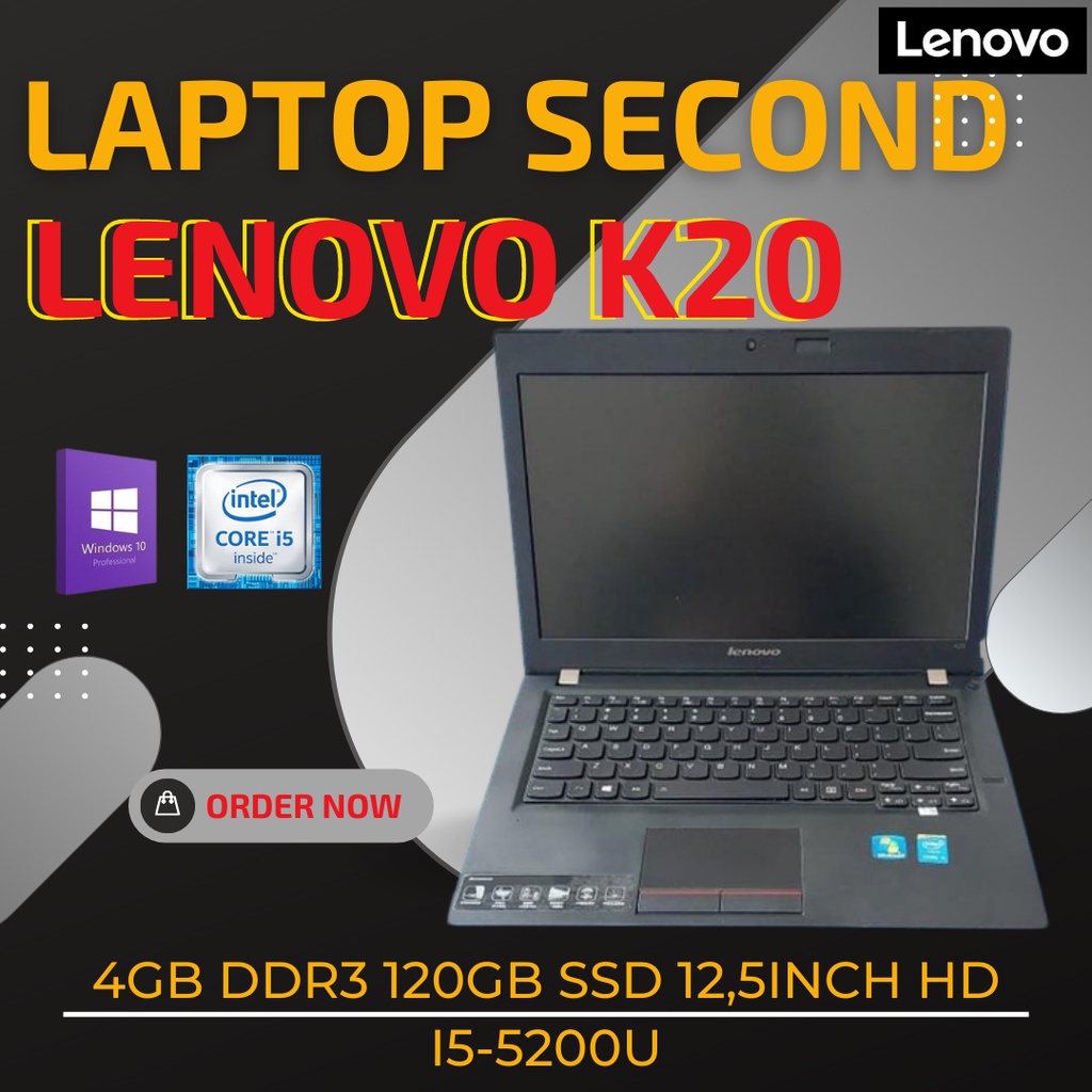 Laptop Second LENOVO K20 80 0Q00 Core i5 5200U 4GB DDR3 120GB SSD 12.5inch Win10 Pro