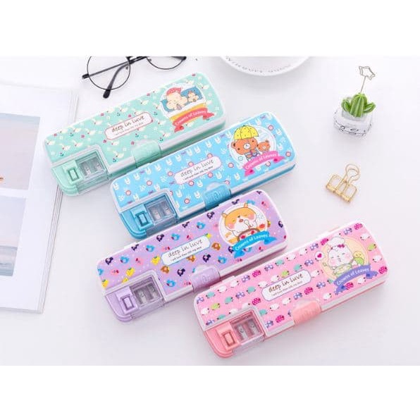 

Tempat pensil dua rautan dua tingkat/double sharpener