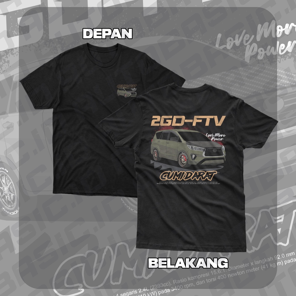 AUTOBASIC.ID Kaos Baju Mobil TOYOTA INNOVA 2GD CUMI DARAT - Bahan Katun Combed 30s