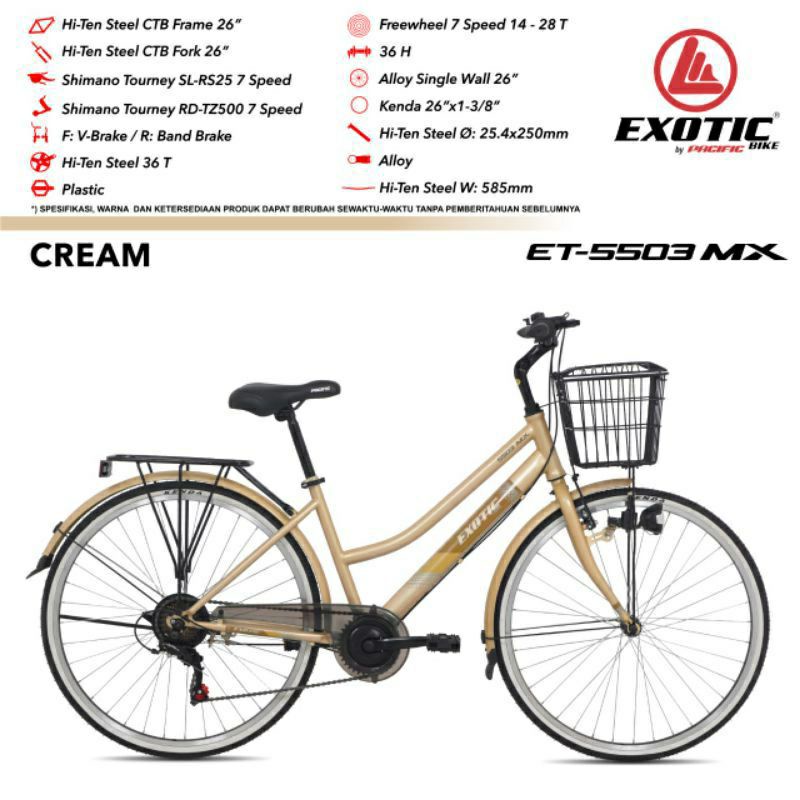Sepeda Keranjang Dewasa 26 Inch  Exotic Et-5503 MX Ctb Operan 7Speed