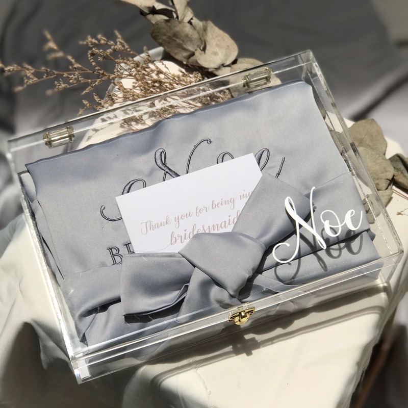 Bridesmaid box gift set / gift set bridesmaid / kimono bridesmaid / box acrylic / kimono set murah /