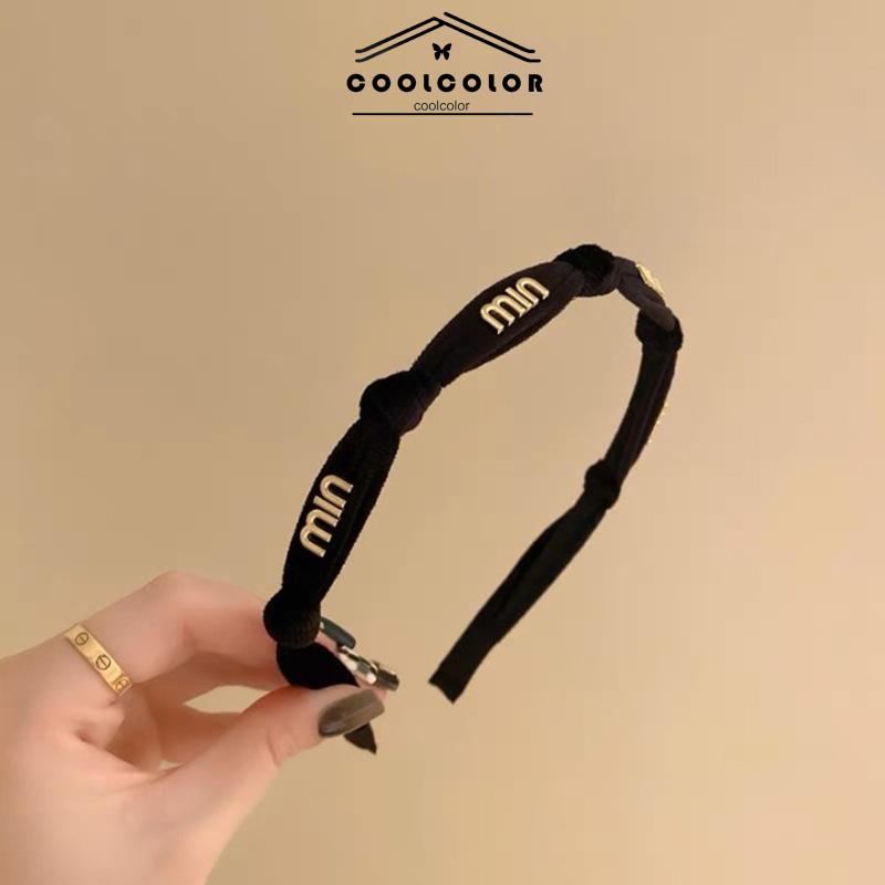 COD❤️Jepit Rambut Retro Beludru Huruf Warna Hitam Untuk Musim Gugur Wanita Aksesoris Rambut- cl