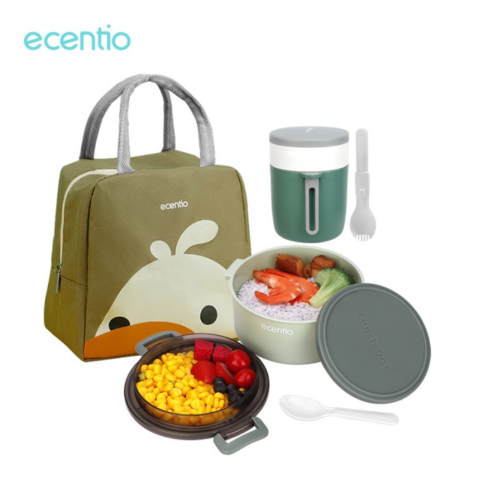 [Lunch Box Set] Ecentio 1300Ml Kotak Makan Lunch Box Set Tas Bekal Makan Lunch Bag Set [Readyy]