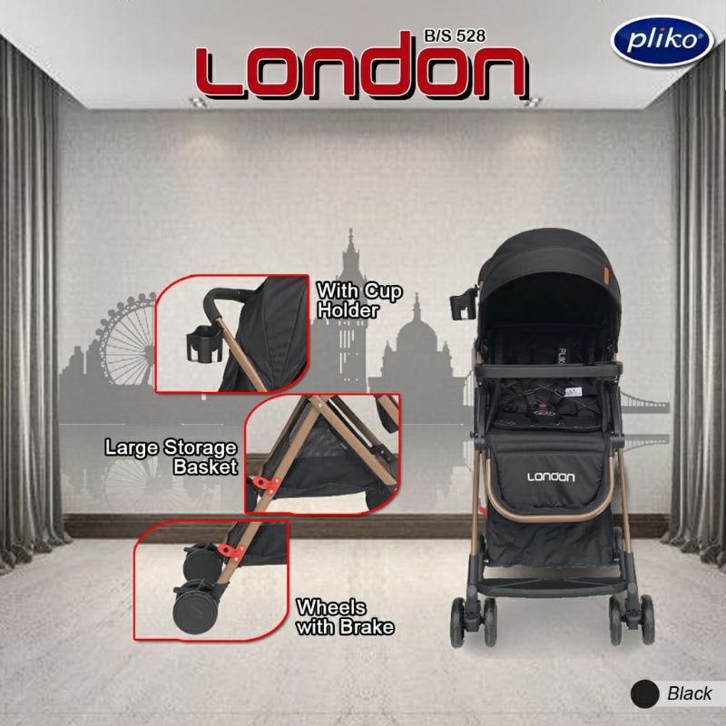 Pliko Stroller London Gold Frame BS 528 / Stroller Bayi Pliko