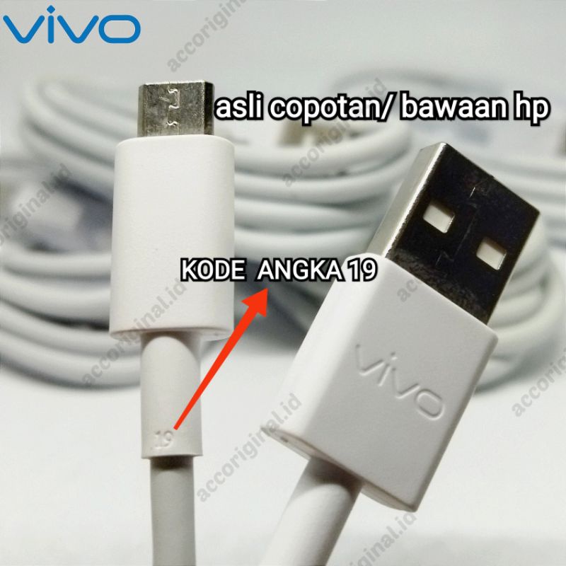 Kabel Data Vivo Original 100% Bawaan Hp Micro Usb Vivo Y12, Y15, Y17, Y20, Z1pro, Y21, Y22, Y30, Y33