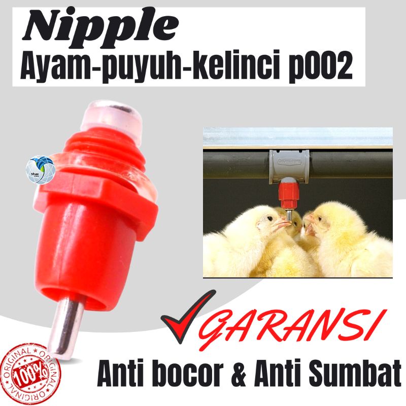 Alat Minum Ayam Puyuh Kelinci Otomatis P002 Nepel Merah Nipple Nepel Nipel Peternakan Hewan shaestore15