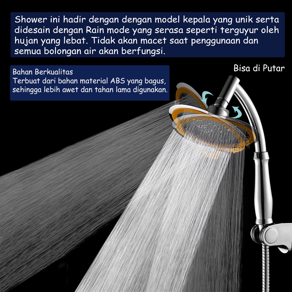 (SerbaSerbi)Kepala Shower Besar Bulat Rainfall 6&quot; Shower Tanpa Bobok