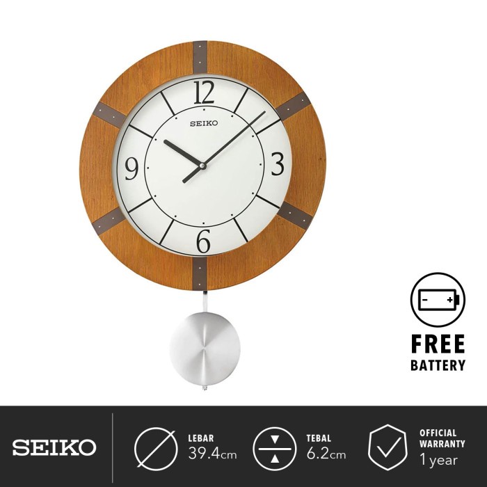 Jam Dinding Seiko Clock QXC241A 39.4cm Analog Mason Pendulum Wall Ori