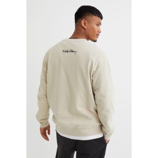 COD 11.11 Crewneck H&amp;M Keith Haring Sweater Beige HnM Pria Wanita