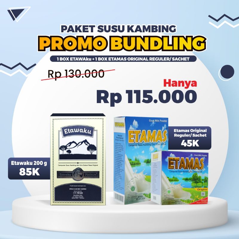 

PAKET bundling, PROMO bundling, susu kambing etawa | etawaku 200gr | etamas 200gr