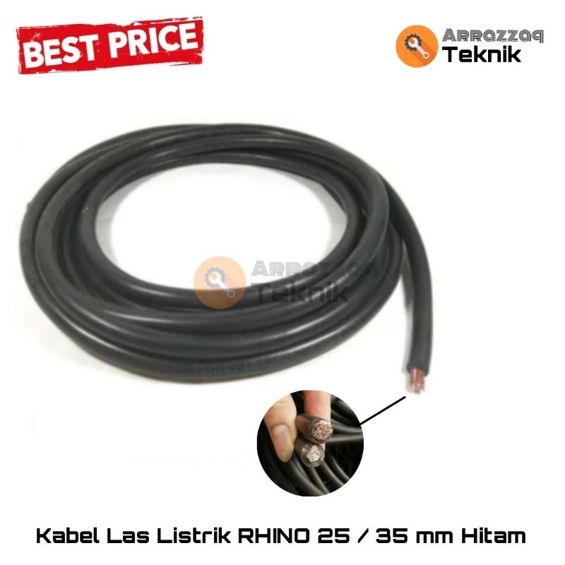 Kabel Las Listrik RHINO 25 / 35 mm Hitam - Welding Cable 25mm 35mm - 25mm Meteran
