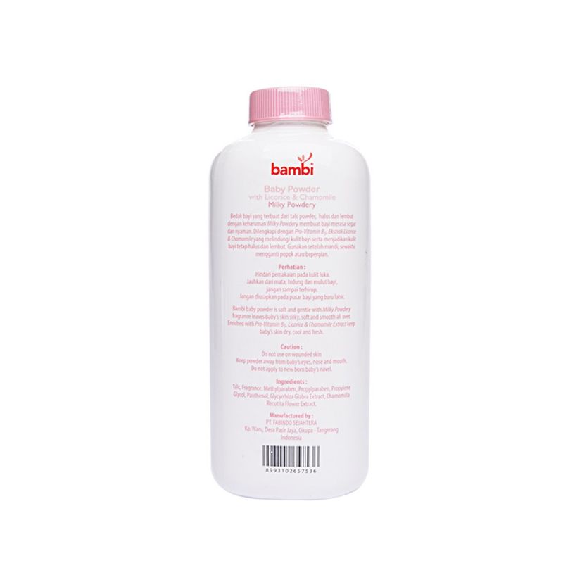 Bambi Baby Powder Milky Powdery Woody Powdery 100gr 250gr Bedak Tabur Bayi