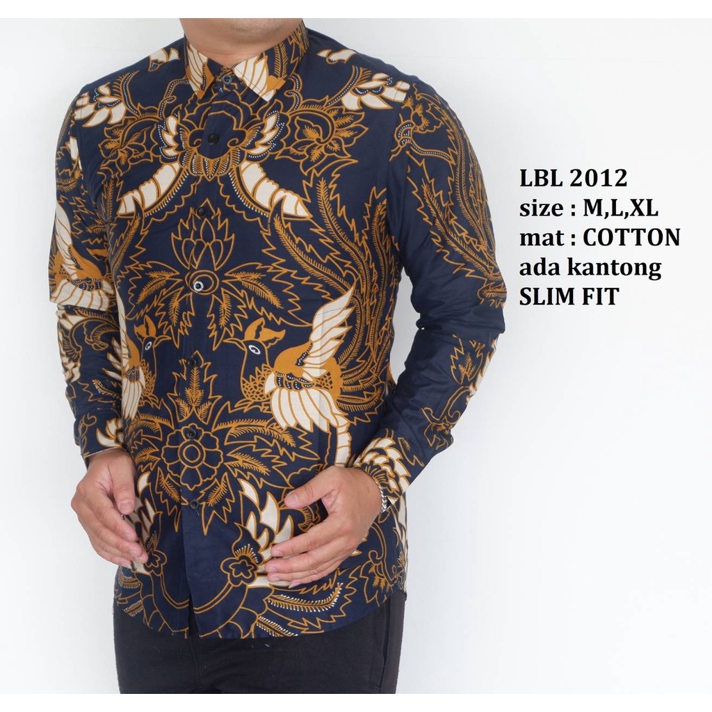 Baju Batik Pria Slimfit Kemeja Lengan Panjang Hem Slim Fit LBL 2012