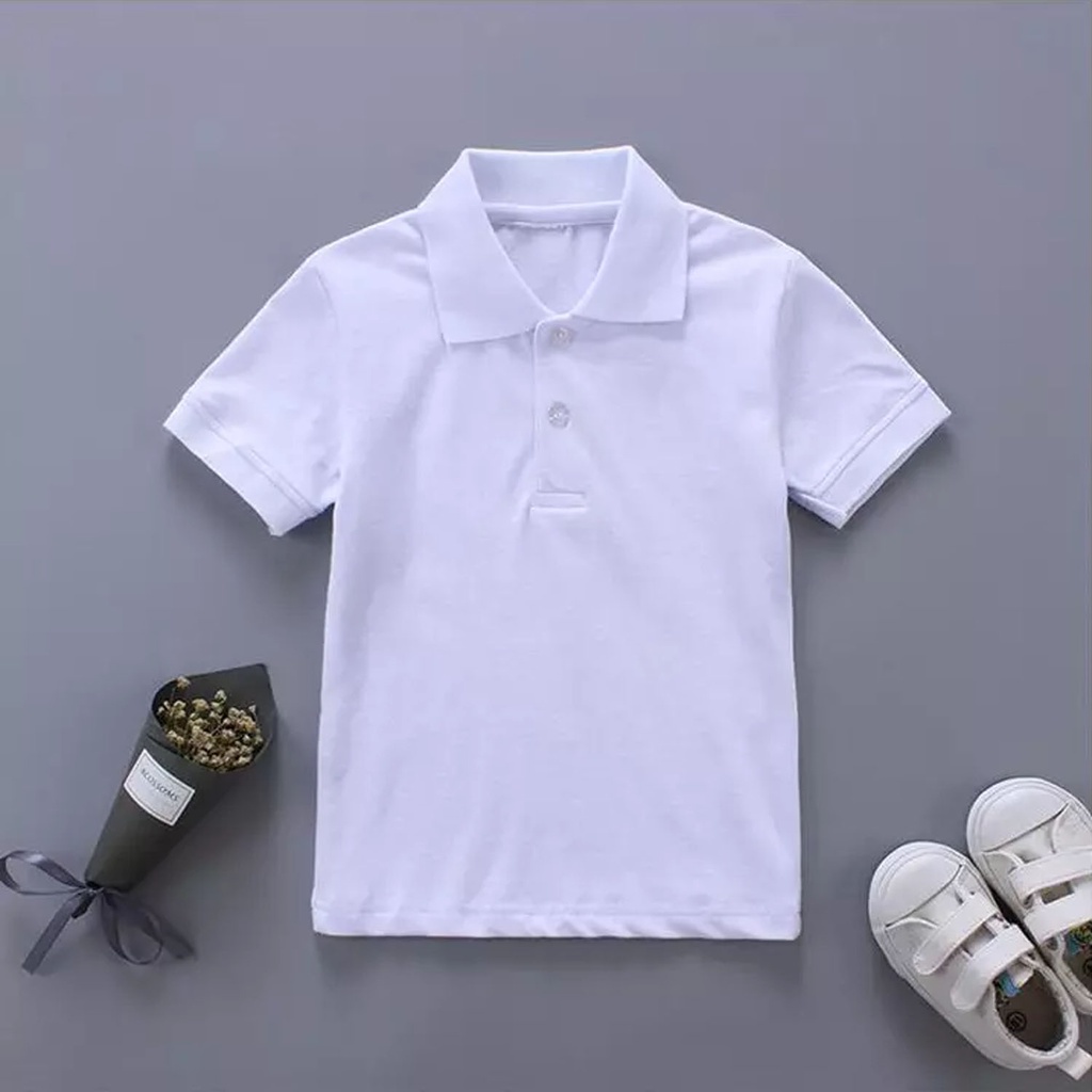 BAJU KAOS KERAH POLOS ANAK 1-12 TAHUN / BAJU KERAH POLO POLOS ANAK UNISEX / T-SHIRT POLO ANAK PUTIH