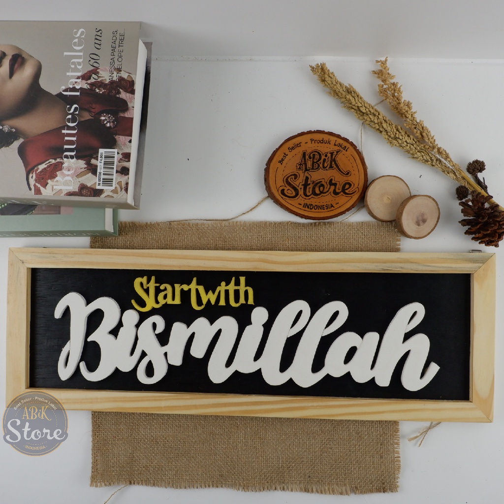 Hiasan dinding Bismillah / Alhamdulillah - pajangan walldecor huruf timbul / Abik Store