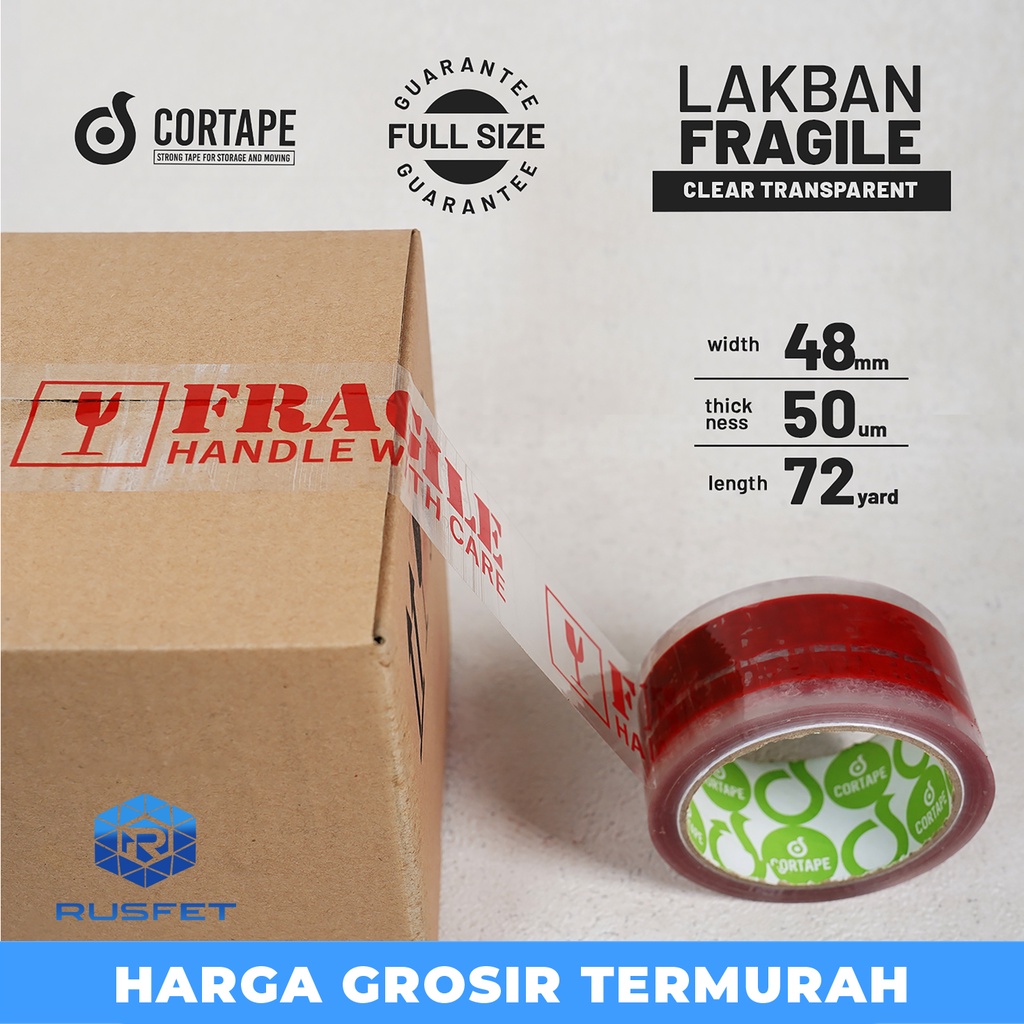 

Lakban Fragile Bening Transparant 48mm x 72yard Satuan Termurah