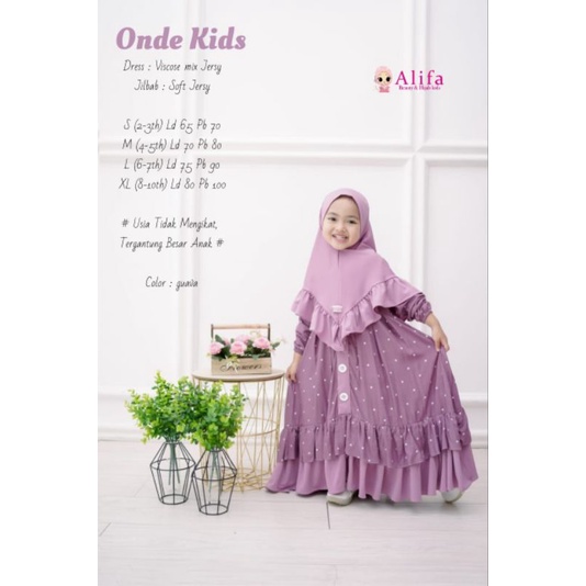 Gamis Syari Anak 2-10 Tahun Bahan Viscose Mix Jersey ORI ALIFA | ONDE KIDS