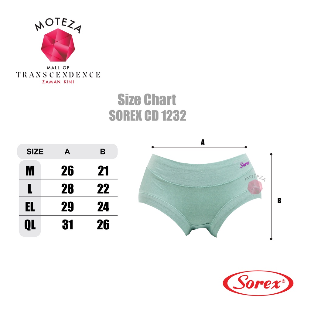 BISA PILIH WARNA Sorex Celana Dalam Wanita - CD 1232 - Midi Panty - Stretch Soft &amp; Comfort - M - XXL