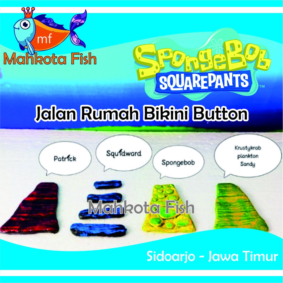 Hiasan Aquarium SPONGEBOB | Mainan Spongebob Aquarium | Mainan Bikini Botton | Hiasan Fiber (GRATIS BUBLE WRAP)