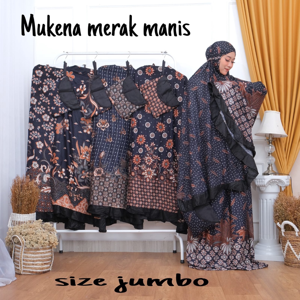 Mukena Motif Bunga / Batik - Rayon Atasan Bawahan Ukuran Jumbo Handmade Mukenah High Quality - Dewasa