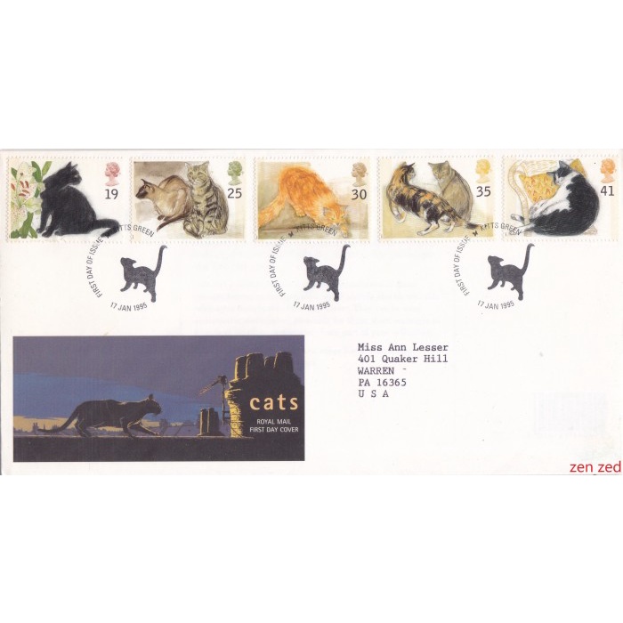 

A761 Prangko Inggris FDC 1995 Cats 1 Pcs