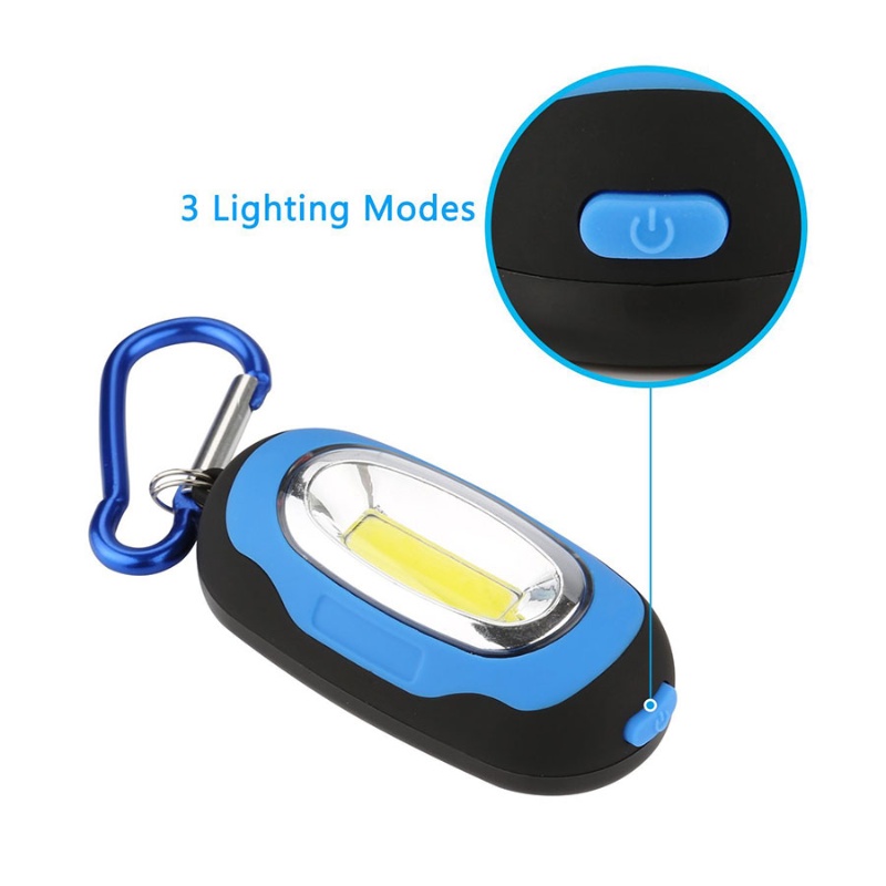 Mini 3mode COB LED Gantungan Kunci Senter Portable Gantung Waterproof Torch Lamp Dengan Karabiner Outdoor Camping Hiking Memancing